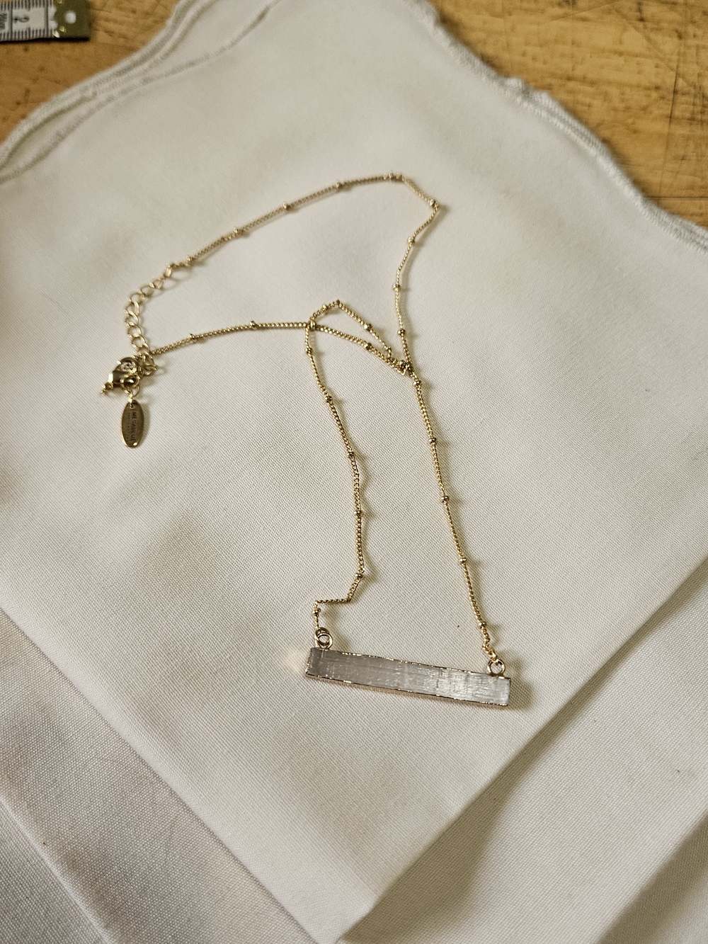 Gold Bar Pendant Necklace with Textured Accent - Women’s Jewelry